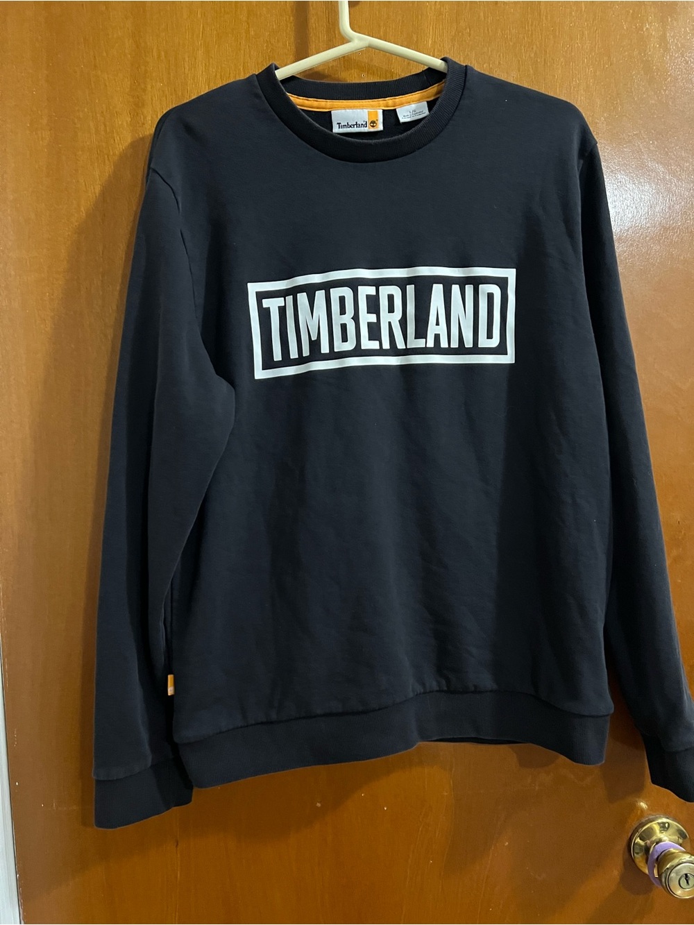 Timberland Black Crewneck Sweatshirt with White Box Logo